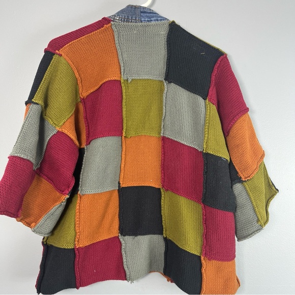 Patchwork Open-Front Cardigan Sweater Jacket - Multicolor - Picture 6 of 11